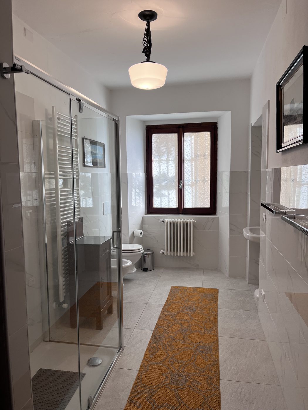 The lower-level bathroom